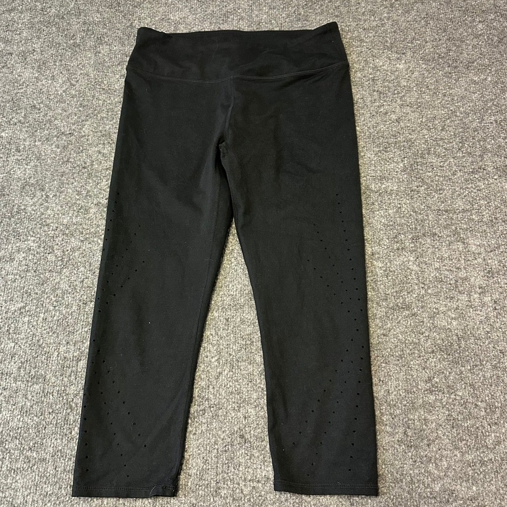 Fabletics Leggings Womens Size S Black Cropped Laser Cut Perforated Athletic